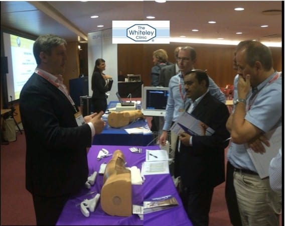 Prof Mark Whiteley teaching doctors about Clarivein MOCA for Varicose Veins treatment at CIRSE in Lisbon 26 Sept 2015