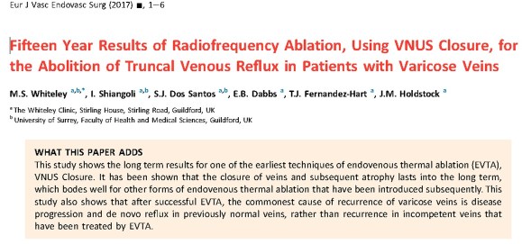15 year results prove varicose vein surgery - endovenous radiofrequency - The Whiteley Clinic
