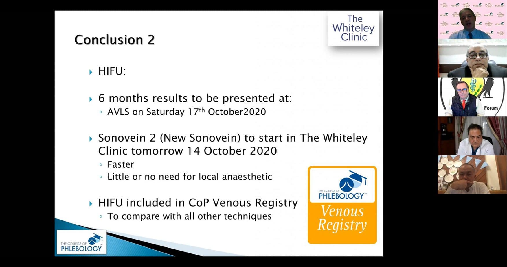 Conclusion of keynote lecture on varicose veins ablation