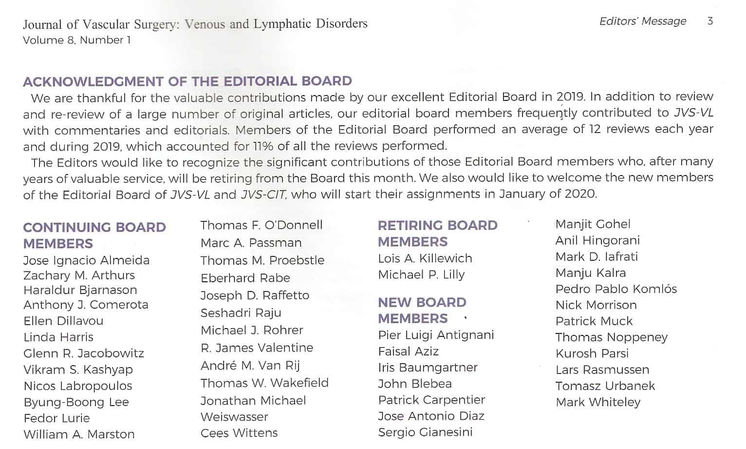 Mark Whiteley – New editorial board member of The Journal of Vascular Surgery Venous and Lymphatic Disorders (JVSVL) – Announced January 2020 Mark Whiteley – New editorial board member of The Journal of Vascular Surgery Venous and Lymphatic Disorders (JVSVL) – Announced January 2020