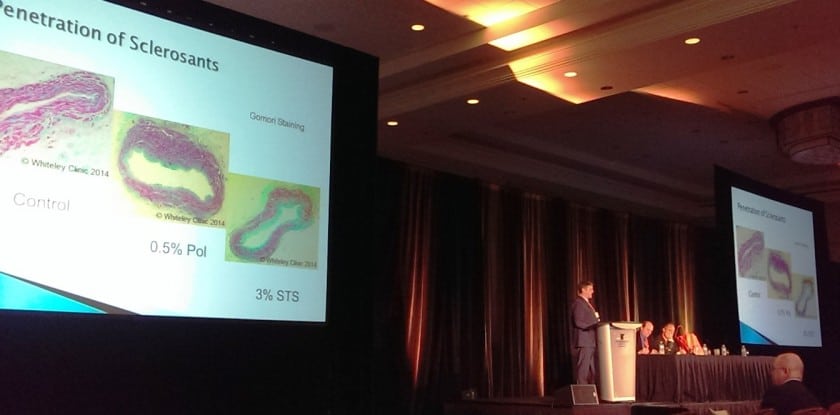 Prof Mark Whiteley presenting The Whiteley Clinic prize winning research into varicose veins at the American College of Phlebology