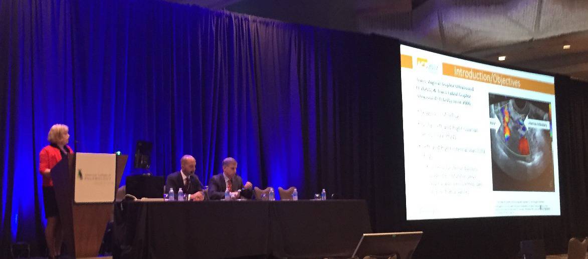 Judy Holdstock giving her research presentation on the extended pelvic veins scan which went on to win First Prize at the American College of Phlebology 2017