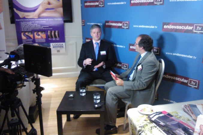 Prof Mark Whiteley being interviewed by Dr Enric Roche in Barcelona on Endovascular TV - about the future of varicose veins treatments and venous surgery