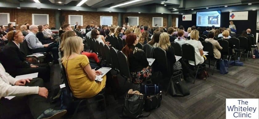 Angie White giving the prize winning talk on HIFU Sonovein treatment of Varicose Veins at The Whiteley Clinic