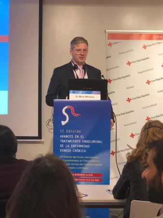 Prof Mark Whiteley lecturing at the Eighth International Course on Sclerotherapy in Phlebaesthetics and Venous Pathology of the Spanish Chapter of Phlebology and Lymphology