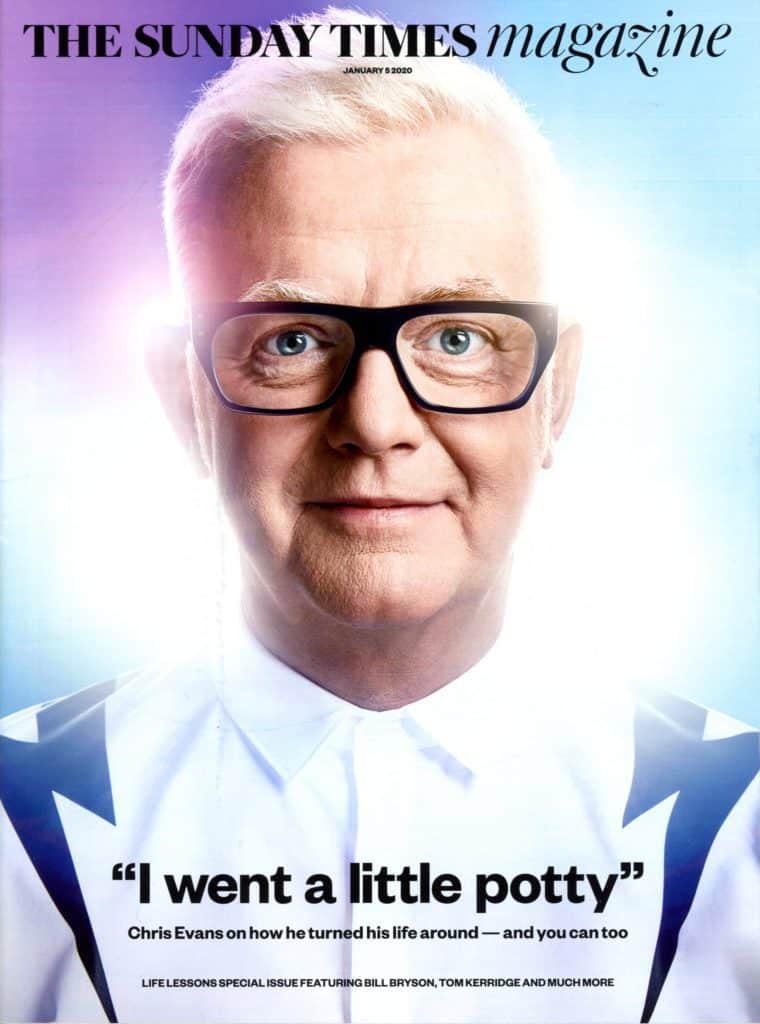 Chris Evans in The Sunday Times Magazine 5 Jan 2020 – Varicose veins microwaved – Amazing