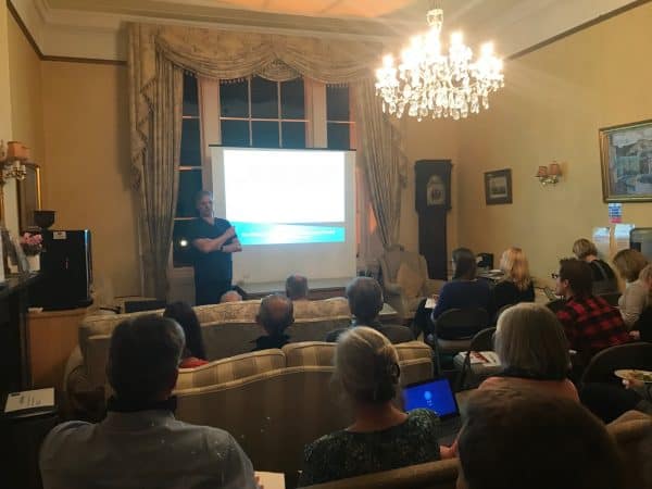 Prof Mark Whiteley giving lecture Legal implications of failure to recognise and refer patients suffering from leg ulcers - 15 Nov 2018 - Litfield House, Bristol