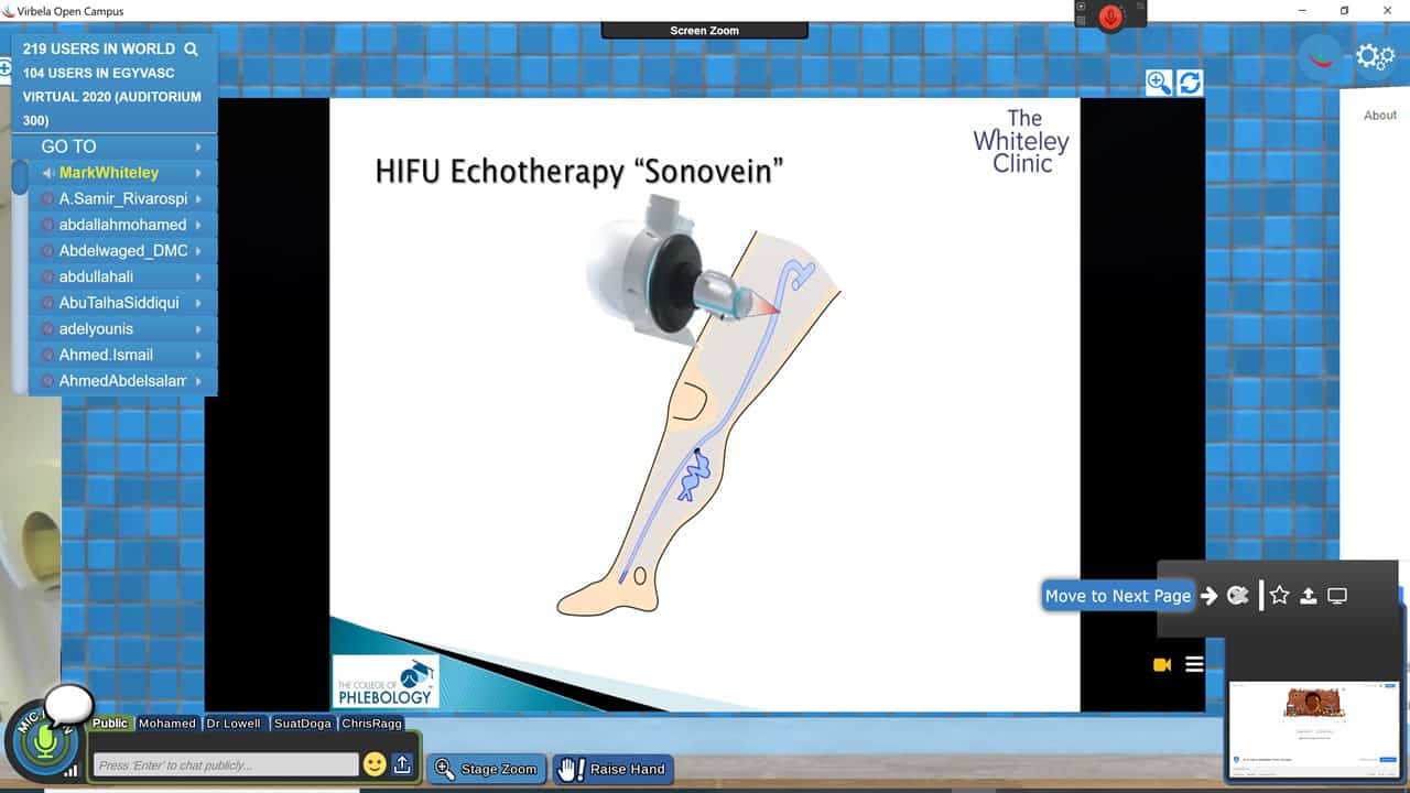 HIFU Echotherapy treatment of varicose veins using Sonovein &ndash; Mark Whiteley presenting in the 1st Virtual Veins Conference in the World EgyVasc 2020