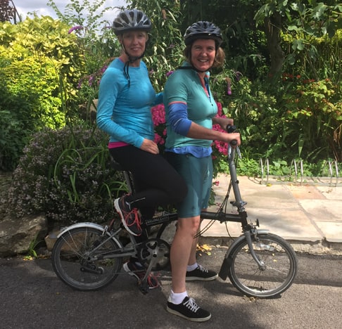 Amanda and Rachel Cycling - Leg Ulcer Charity