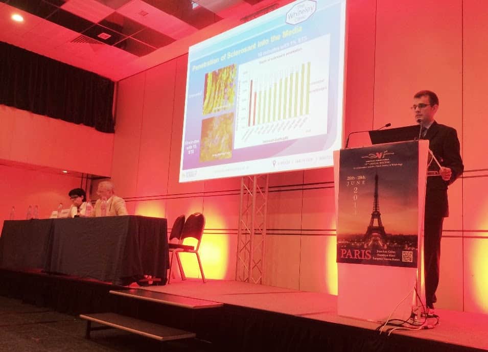 Chris Lee presenting his research at the European Venous Forum Paris 2014
