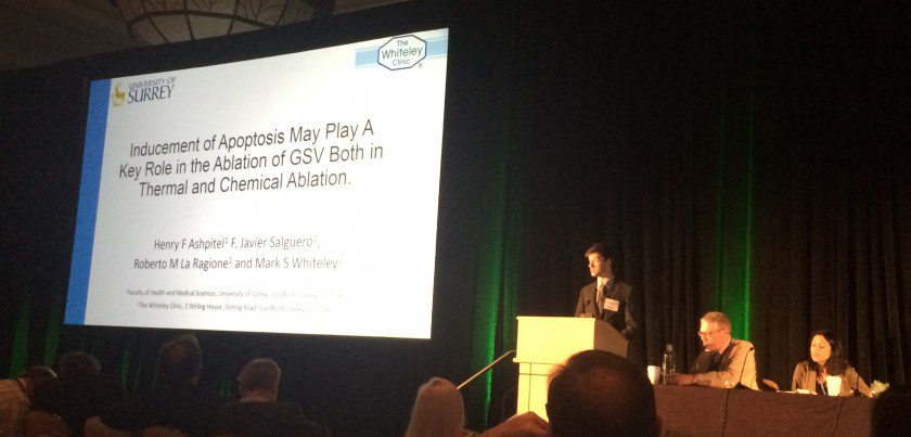 Henry Ashpital - The Whiteley Clinic PhD Student - presenting new theory of treating varicose veins from The Whiteley Clinic at the American College of Phlebology 2015