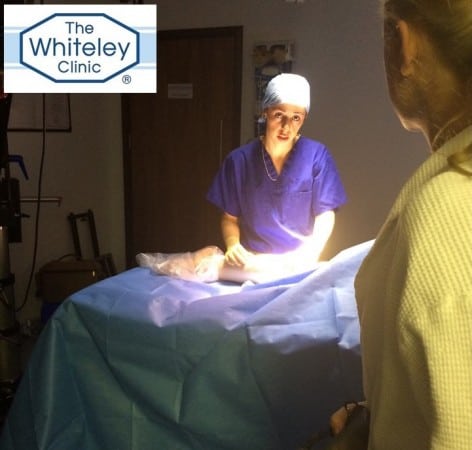Lead Nurse Carla Correia Da Silva helping at the Filming of Blue Roses - a Marianna Simnett film at The Whiteley Clinic, Bond Street, London