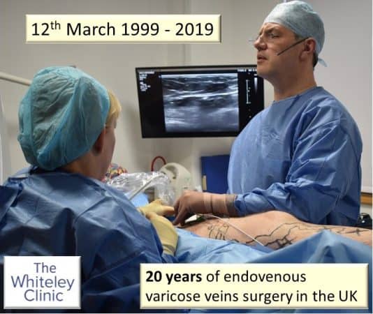 20 years of endovenous varicose veins treatment &ndash; Mark Whiteley and Judy Holdstock 20 years after their first case in the UK