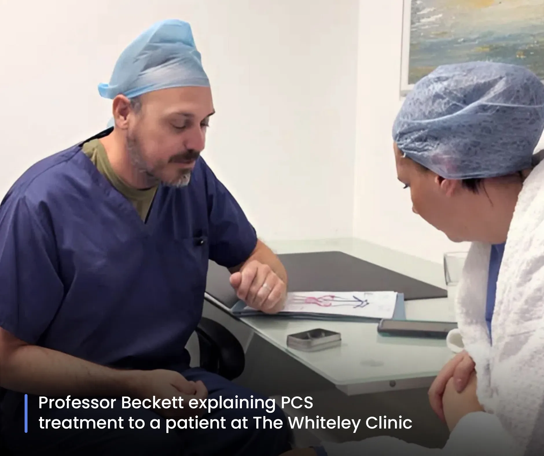 Professor Beckett explaining PCS treatment to a patient at The Whitely Clinic